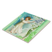 Baby Engel mit blauer Glocke Fliese (Seite)
