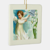 Baby Engel mit blauer Glocke Keramikornament (Rechts)