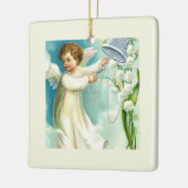 Baby Engel mit blauer Glocke Keramikornament (Links)