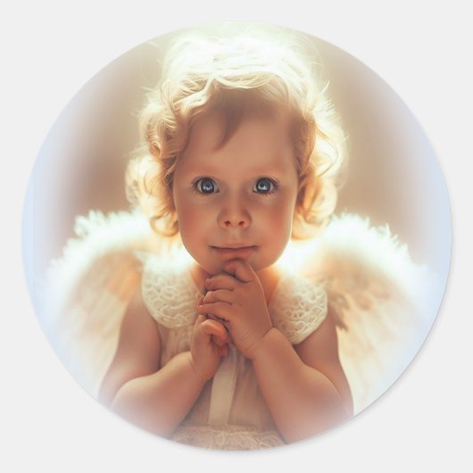 Baby Engel Runder Aufkleber (Vorderseite)