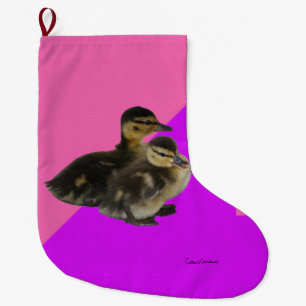Baby-Enten auf rosa Himbeere und violetter Sorbet Großer Weihnachtsstrumpf