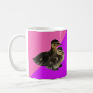 Baby-Enten auf rosa Himbeere und violetter Sorbet Kaffeetasse