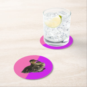 Baby-Enten auf rosa Himbeere und violetter Sorbet Runder Pappuntersetzer