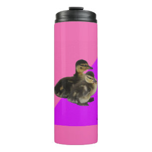 Baby-Enten auf rosa Himbeere und violetter Sorbet Thermosbecher