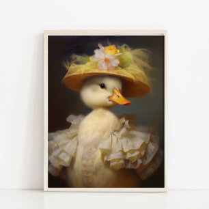 Baby-Enten-Vintage-Porträt, viktorianisches Tierpo Poster