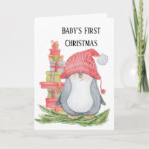 Baby Erste Weihnachten mit Pinguin und Geschenke