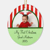 Baby-erste WeihnachtsFoto-Verzierung Keramik Ornament (Links)