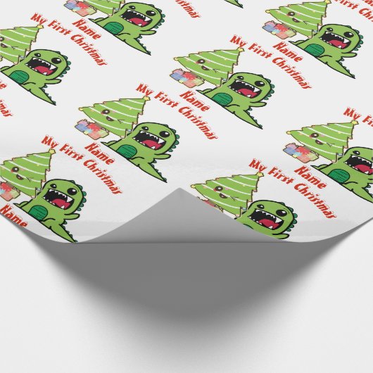 Baby ERSTE WeihnachtsWRAPPING DINOSAUR Custom Geschenkpapier (Ecke)