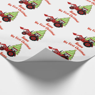 Baby Erste WeihnachtswRAPPING RED TRACTOR Custom Geschenkpapier