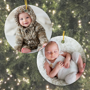 Baby Erstelle Dein Eigener Zwei-Foto-Weihnachten Keramik Ornament