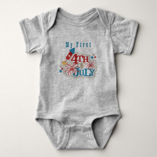 Baby Erster 4. Juli Light Gray One Stück Strampler