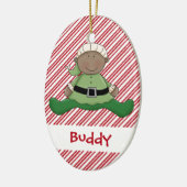Baby-erster Weihnachtself-Anzug Keramik Ornament (Links)