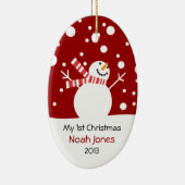Baby-erster WeihnachtsSchneemann kundengerecht Keramik Ornament (Rechts)