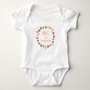 Baby erstes Erntedankfest Herbstlaub Eicheln Strampler