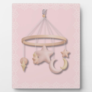 Baby Erstes Mobile Mond und Sterne Pastell Fotoplatte