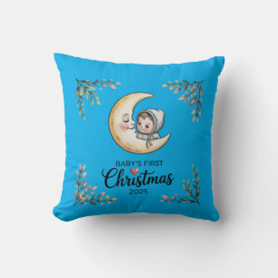 Baby erstes Weihnachten 2025 Vintage Mond & Baby Kissen