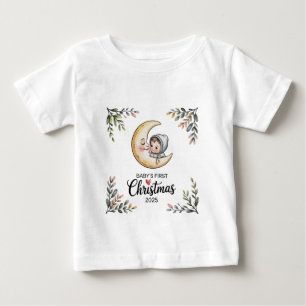 Baby erstes Weihnachten 2025 Vintage Mond & Baby T-shirt