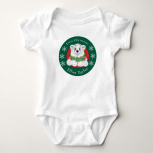 Baby erstes Weihnachten Eisbär personalisieren Strampler