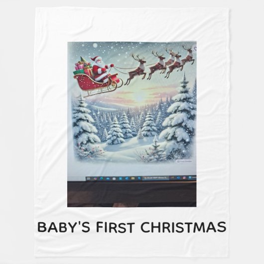 Baby erstes Weihnachten Fleecedecke (Vorderseite)