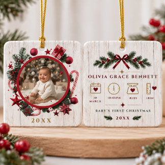 Baby erstes Weihnachten Foto Geburtsstatistik Orna Keramikornament