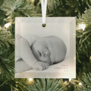 Baby Erstes Weihnachten Foto Glas Andenken Maßgesc Ornament Aus Glas