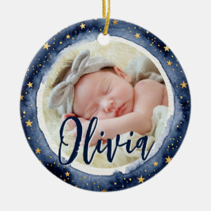 Baby erstes Weihnachten Geburtsstatistik Foto Ster Keramik Ornament