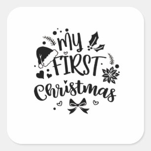 Baby erstes Weihnachten passende Familie Quadratischer Aufkleber