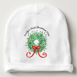 Baby-erstes Weihnachten personalisiert Babymütze