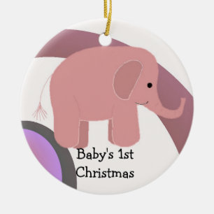 Baby erstes Weihnachten rosa Elefant Keramikornament