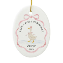 Baby erstes Weihnachten Rosa Wasserfarbe Band Gans