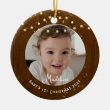 Baby erstes Weihnachten rustikale Holzlichter Foto