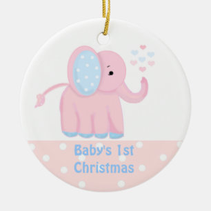 Baby erstes Weihnachten Süßer Rosa Elefant Keramik Ornament