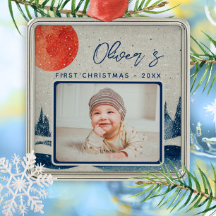 Baby erstes Weihnachten Winterwald Foto Ornament Aus Metall