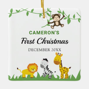 Baby erstes Weihnachts-Safari-Dschungeltiere süß Keramikornament
