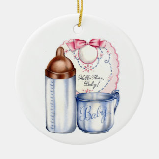 Baby erstes Weihnachts süß vintage Bild Keramik Ornament