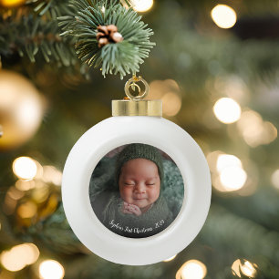 Baby erstes Weihnachtsfoto Keramik Kugel-Ornament