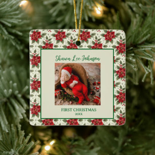 Baby erstes Weihnachtsfoto Keramikornament