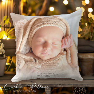 Baby erstes Weihnachtsfoto Kissen