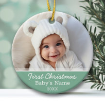 Baby Erstes Weihnachtsfoto Mintgrün Minimalistisch