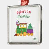 Baby erstes Weihnachtszug-Ornament Silbernes Ornament (Links)