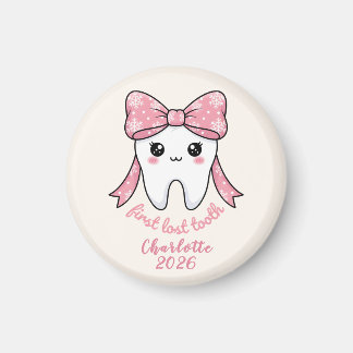Baby Erstes Zahn Pink Schleife Meilenstein Kawaii Magnet