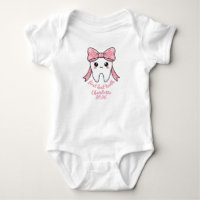 Baby Erstes Zahn Rosa Schleife Meilenstein Kawaii