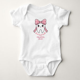Baby Erstes Zahn Rosa Schleife Meilenstein Kawaii Strampler