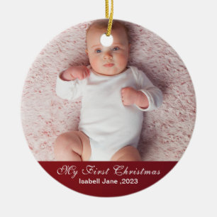 Baby Erstmaliges Weihnachtsschmuck zum Foto