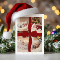 Baby-Erstweihnachten-Vier-Foto-Karte mit rotem Sch