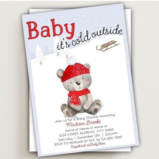Baby es ist Cold Bear Baby Shower Einladung