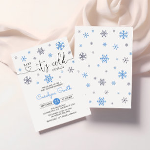 Baby es ist Cold Outside Blue Snowflake Baby Dusch Einladung