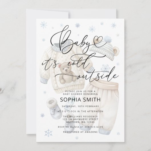 Baby es ist Cold Outside Boy Baby Dusche Einladung (Vorderseite)