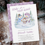 Baby es ist Cold Outside Jolly Snowman Baby Shower Einladung<br><div class="desc">Snowman Baby Shower Einladung mit "Baby es ist kalt draußen" in einer Farbpalette von Lavendel und weiß. Niedliches Aquarelldesign mit einem Trio von fröhlichen Schneemännern umgeben von Weihnachtsbäumen. Die Winterferienzeit lädt mit Schneeflocken auf der Rückseite und mit locker Typografie ein.</div>