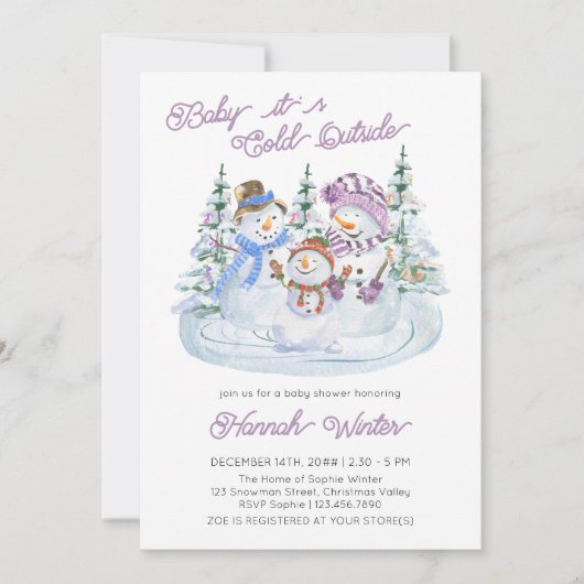 Baby es ist Cold Outside Jolly Snowman Baby Shower Einladung (Vorderseite)